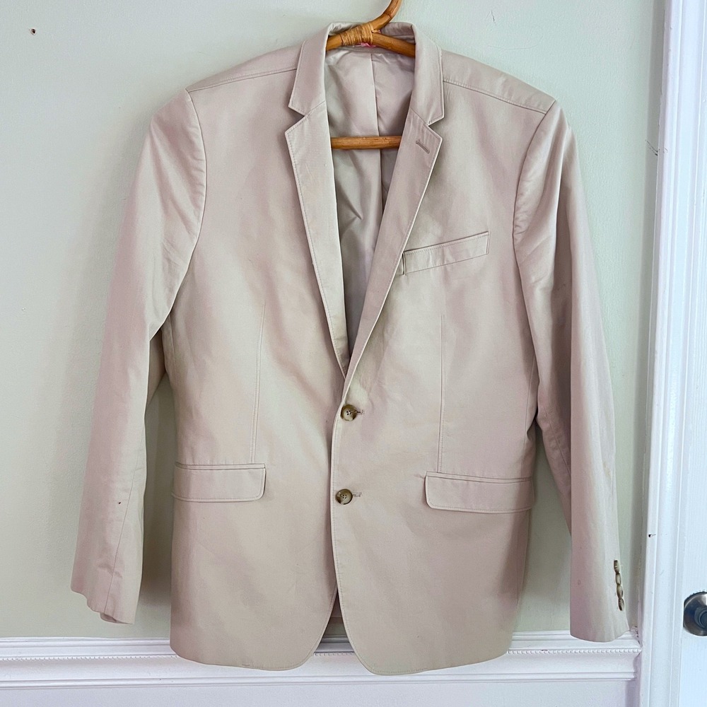 Ben Sherman Summer Sport Coat Blazer 42 Men Cotton Two Button Beige Tan Mod